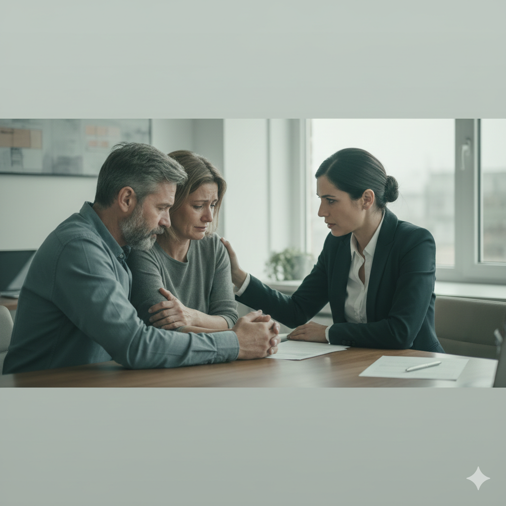 Claims handler discussing with policyholder