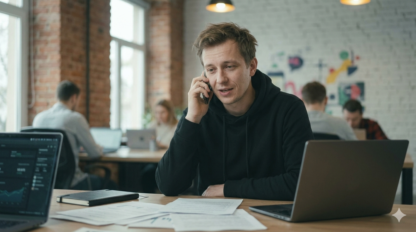 Tech SDR making a cold outreach call