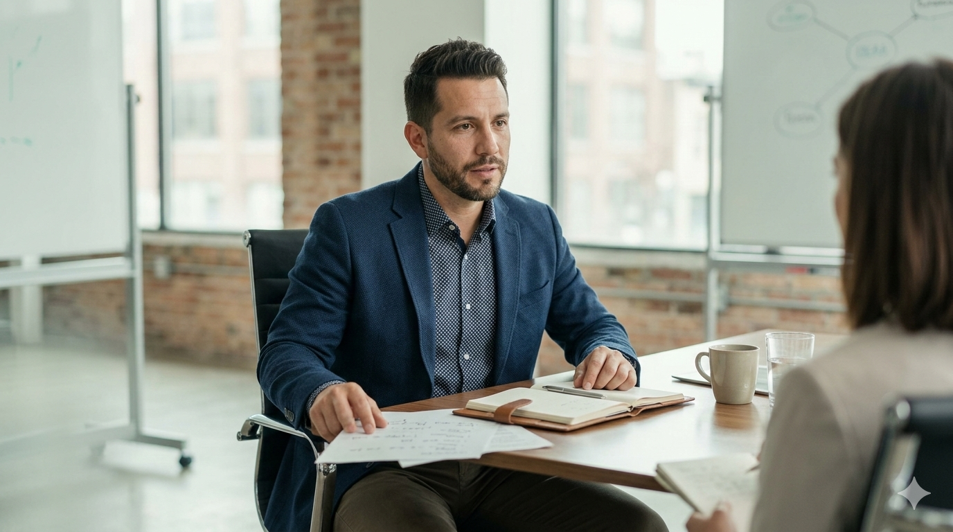 Customer success manager in a retention meeting