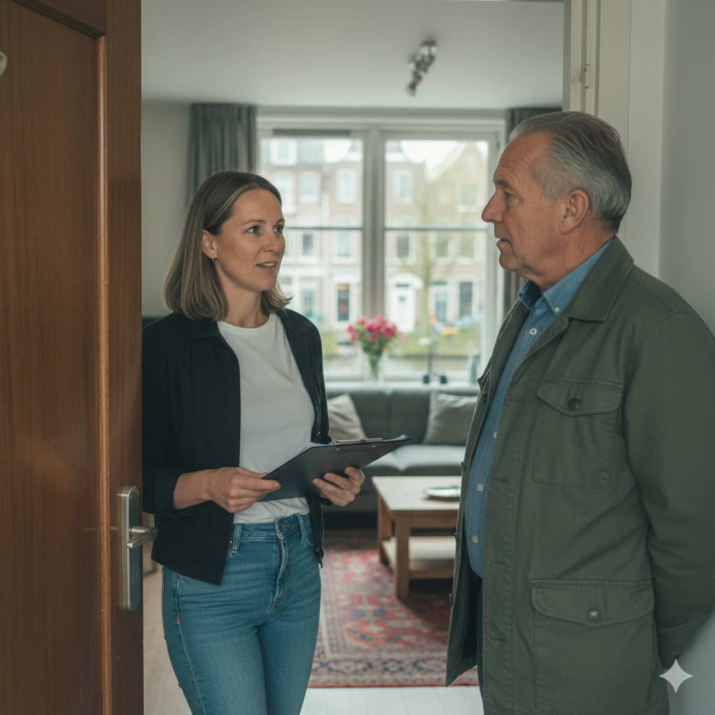 Door-to-door sales representative in neighborhood